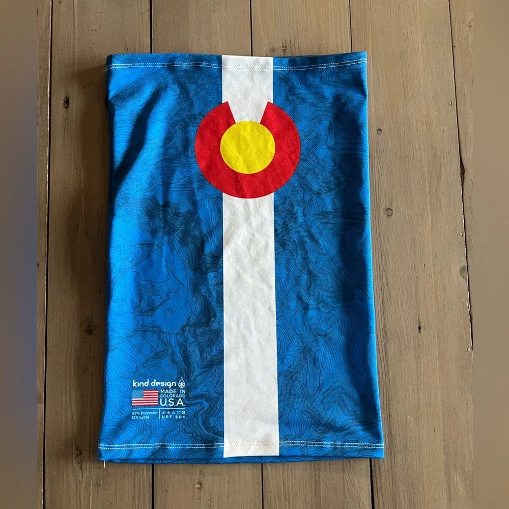 Blue Neck Gaiter with Colorado Flag Design